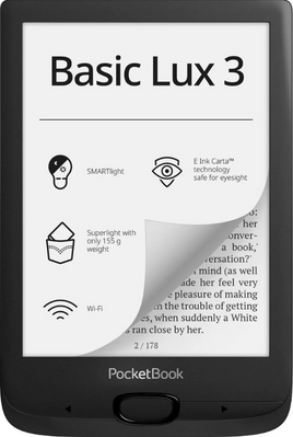 Електронна книга з підсвічуванням PocketBook Basic Lux 3 Obsidian Black (PB617-P-WW)